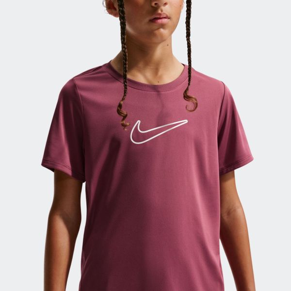Nike One Fitted Big Kids Girls Dri-FIT Short-Sleeve Top FZ5600-655