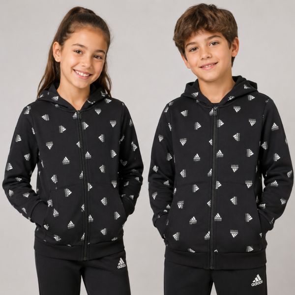 adidas Brand Love Print Cotton Full-Zip Kids Hoodie IB8921